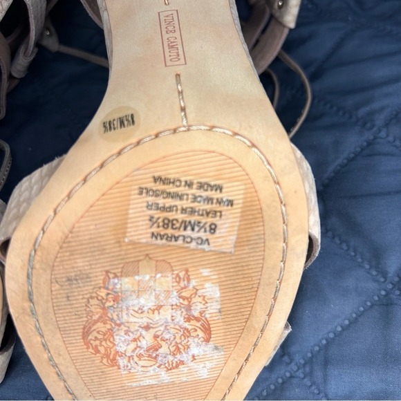 Vince Camuto Nude Snakeskin Gladiator Heels | Lace-Up Strappy Sandals Size 8.5 - Picture 9 of 9